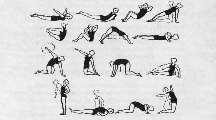 Complesso di terapia fisica che aiuta ad alleviare la rigidità del tessuto muscolare nell'osteocondrosi toracica